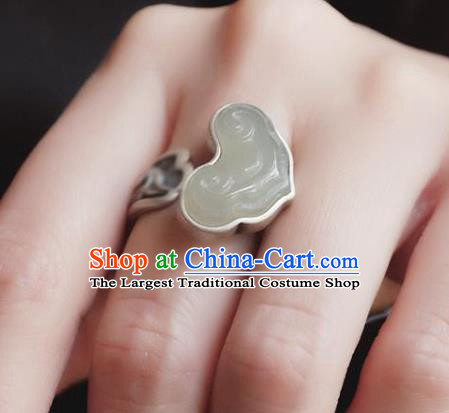 Chinese National Jade Cloud Ring Handmade Jewelry Accessories Classical Silver Circlet