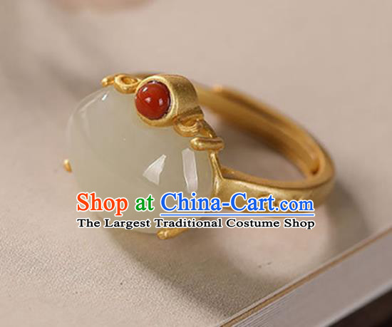 Chinese National Golden Ring Handmade Jewelry Accessories Classical Jade Peach Circlet