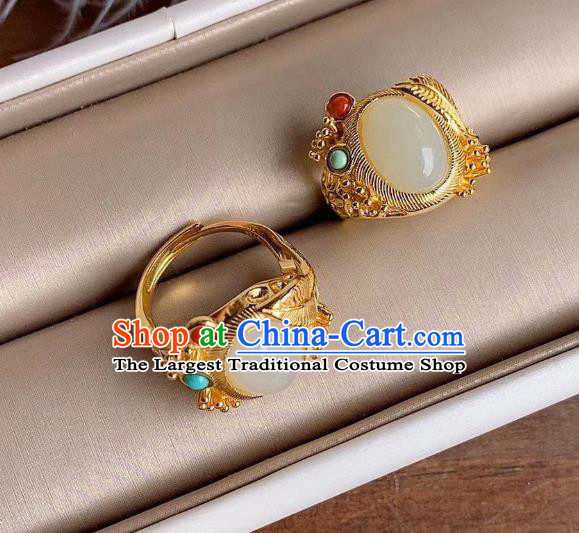 Chinese National Golden Ring Handmade Jewelry Accessories Classical Jade Circlet