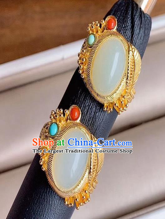 Chinese National Golden Ring Handmade Jewelry Accessories Classical Jade Circlet