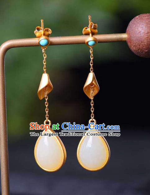 China Traditional Ear Jewelry Accessories National Cheongsam Jade Earrings