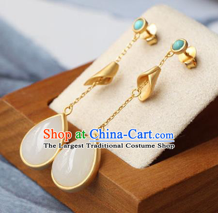 China Traditional Ear Jewelry Accessories National Cheongsam Jade Earrings