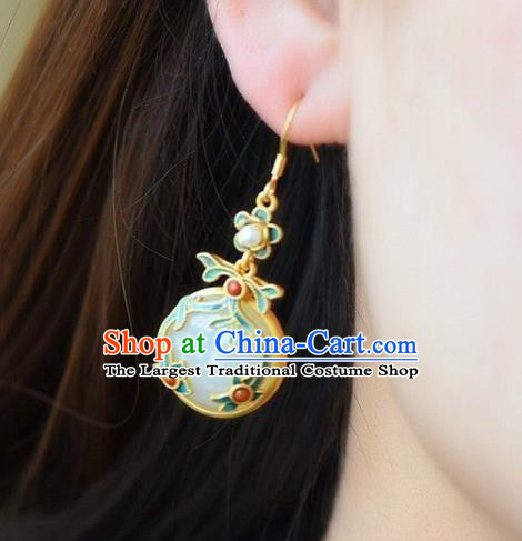 China Traditional White Jade Ear Jewelry Accessories National Cheongsam Blueing Cloud Earrings