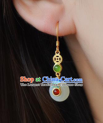 China Traditional Enamel Cloud Ear Jewelry Accessories Classical Cheongsam Hetian Jade Earrings