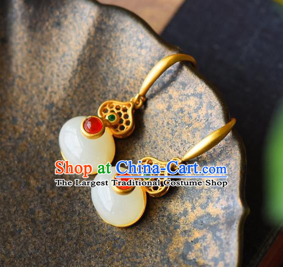 China Traditional Ear Jewelry Accessories Classical Cheongsam Jade Gourd Earrings