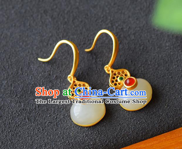 China Traditional Ear Jewelry Accessories Classical Cheongsam Jade Gourd Earrings