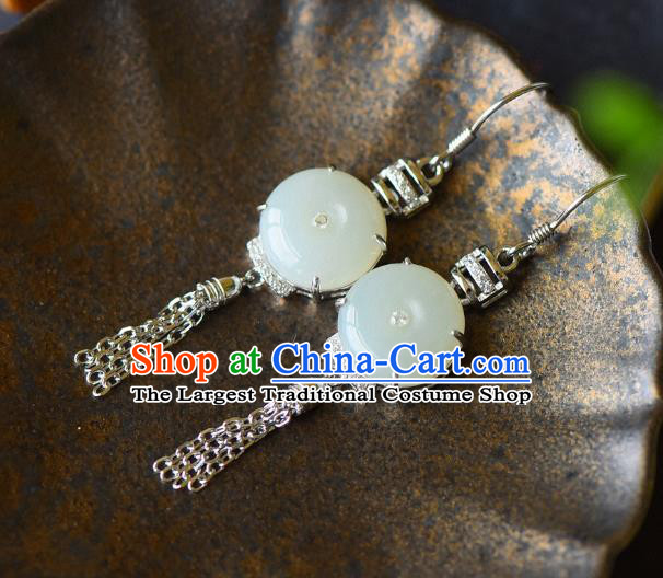 China Traditional Jade Buckle Ear Jewelry Accessories Classical Cheongsam Crystal Earrings