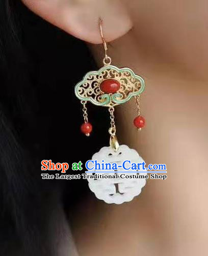 China Traditional Wedding Ear Jewelry Accessories Classical Cheongsam Jade Blueing Earrings