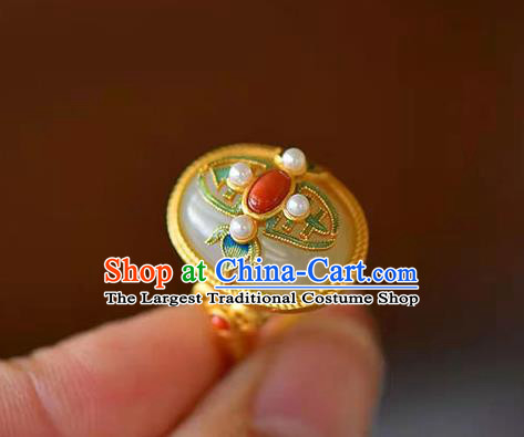 China Ancient Princess Jade Ring Jewelry Traditional Handmade Circlet Accessories