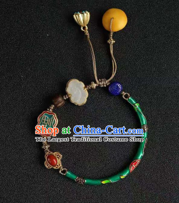 China Handmade Cloisonne Bracelet Traditional Jewelry Accessories National Lotus Seedpod Tassel Bangle