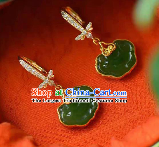 Handmade China Jade Ear National Jewelry Accessories Traditional Cheongsam Crystal Earrings