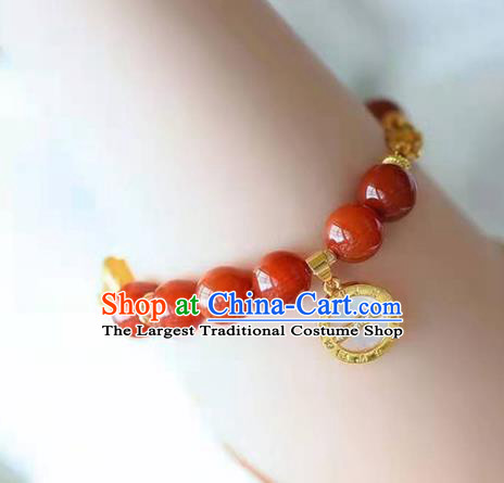 China Handmade Agate Beads Bracelet Traditional Jewelry Accessories National Beeswax Bangle