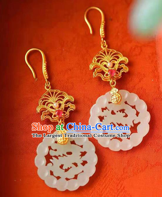 Handmade China Wedding Jade Ear National Jewelry Accessories Traditional Cheongsam Earrings