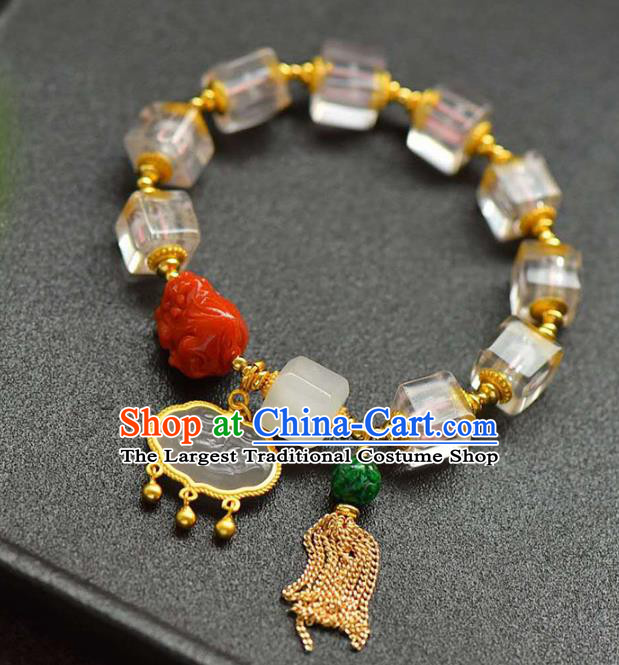 China Handmade Agate Jade Bracelet Traditional Jewelry Accessories National Crystal Bangle