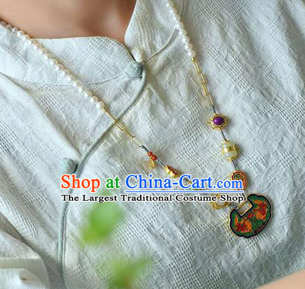 Chinese Classical Cloisonne Necklace Pendant National Handmade Jewelry Accessories Longevity Lock