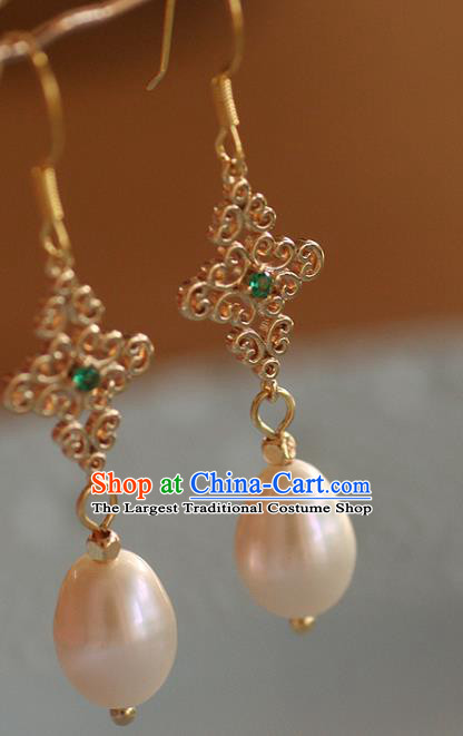 China Traditional Beryl Ear Jewelry Accessories Handmade Cheongsam Pearls Earrings