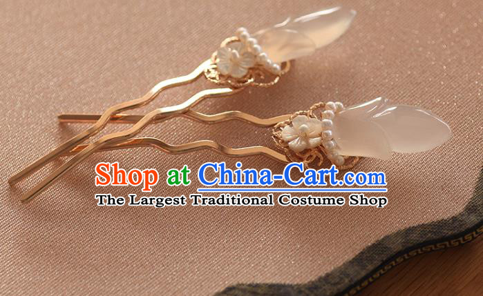 China Ancient Imperial Concubine Pearls Hair Stick Handmade Hair Accessories Traditional Song Dynasty Court Woman Hairpin