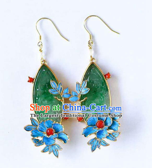 Handmade China Jadeite Earrings Jewelry Accessories Traditional Cheongsam Cloisonne Eardrop