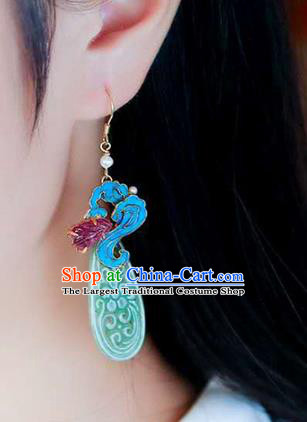 Handmade China Blue Cloud Earrings Jewelry Jade Accessories Traditional Cheongsam Garnet Eardrop