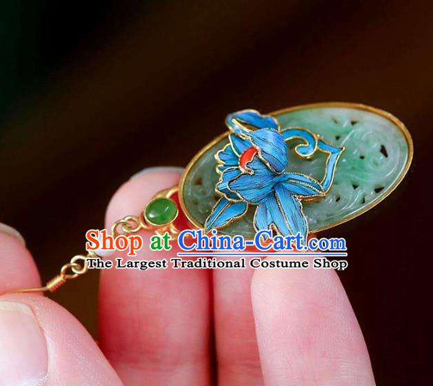 Handmade China Traditional Cheongsam Eardrop Jade Accessories Earrings Jewelry