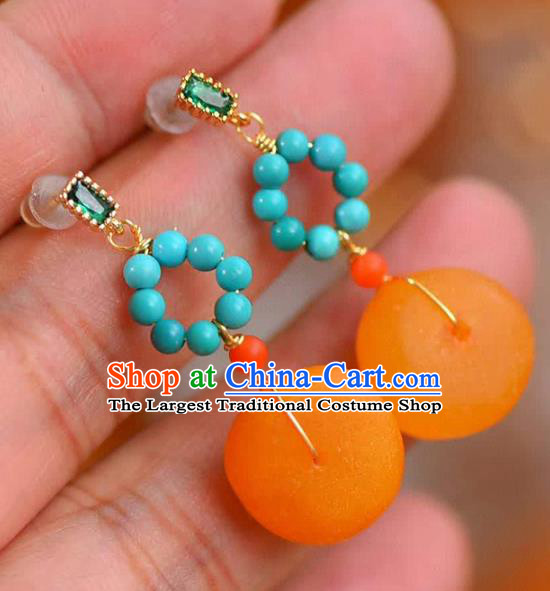 Handmade China National Jewelry Accessories Eardrop Traditional Cheongsam Beeswax Earrings