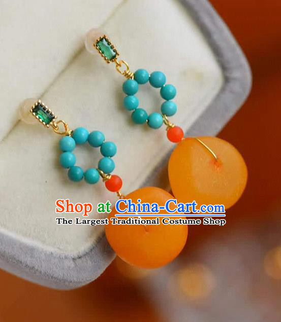 Handmade China National Jewelry Accessories Eardrop Traditional Cheongsam Beeswax Earrings