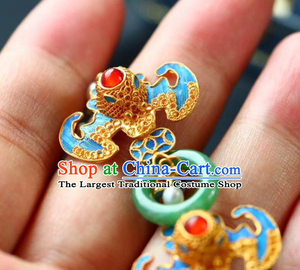 Handmade China Qing Dynasty Palace Lady Eardrop Traditional Jewelry Accessories National Jade Earrings