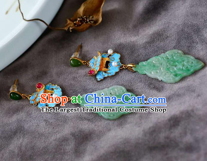 Handmade China Traditional Jewelry National Cheongsam Jade Earrings Heavenly Palace Eardrop Accessories