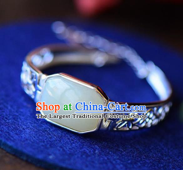 China Handmade Bracelet Traditional Jewelry Accessories National Silver Carving Bangle