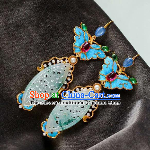 Handmade China Amethyst Butterfly Eardrop Accessories Traditional Jade Jewelry National Cheongsam Earrings