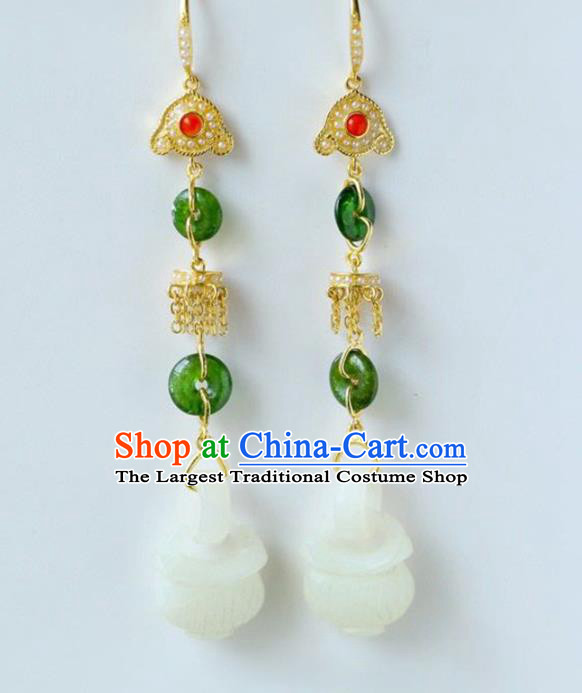 Handmade China Jade Censer Eardrop Accessories Traditional Jewelry National Cheongsam Gems Earrings