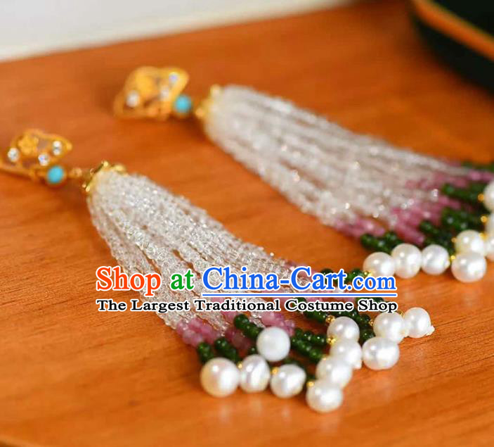Handmade China Cheongsam Beads Tassel Eardrop Accessories National Earrings Traditional Jewelry