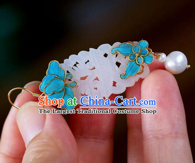 Handmade China National Cheongsam Earrings Jewelry Traditional Jade Eardrop Accessories