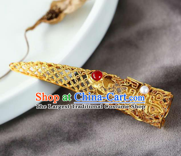 Chinese Ancient Court Jewelry Traditional Handmade Accessories Qing Dynasty Imperial Concubine Golden Nail Wrap