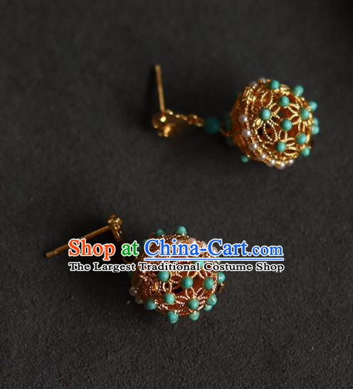 Handmade China Cheongsam Pearls Eardrop Accessories Traditional Jewelry National Kallaite Earrings