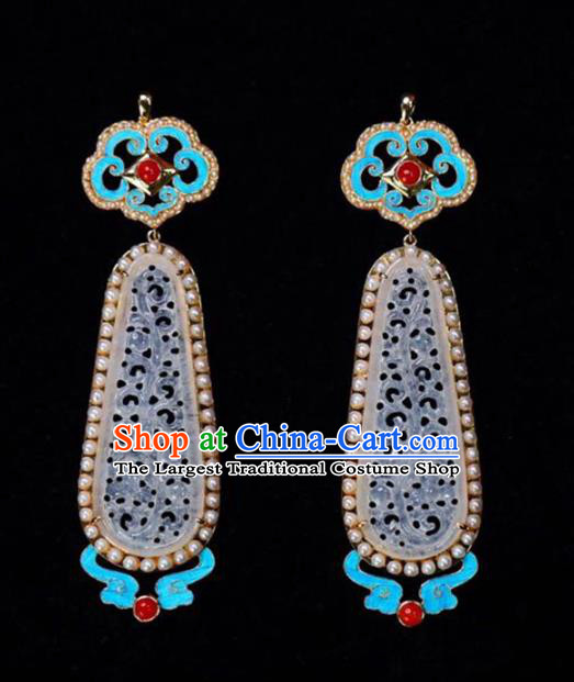 Handmade China Cheongsam Pearls Eardrop Accessories Traditional Jade Jewelry National Earrings