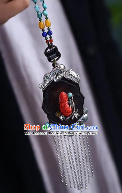 Chinese National Classical Necklace Accessories Handmade Retro Silver Tassel Necklet Pendant