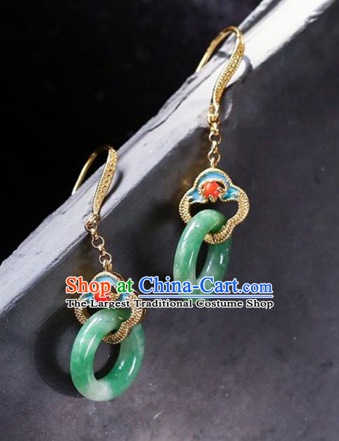 Handmade China Traditional Jewelry Accessories Cheongsam Jadeite Eardrop National Earrings