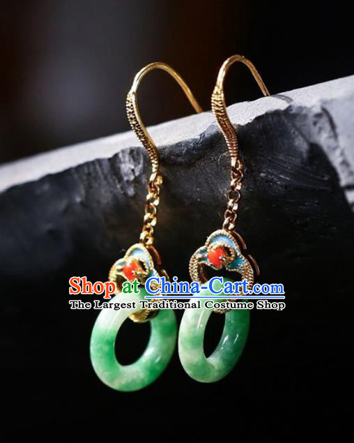 Handmade China Traditional Jewelry Accessories Cheongsam Jadeite Eardrop National Earrings