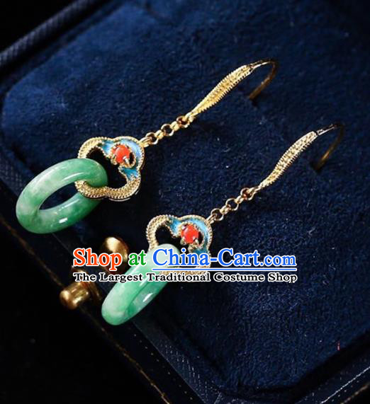 Handmade China Traditional Jewelry Accessories Cheongsam Jadeite Eardrop National Earrings