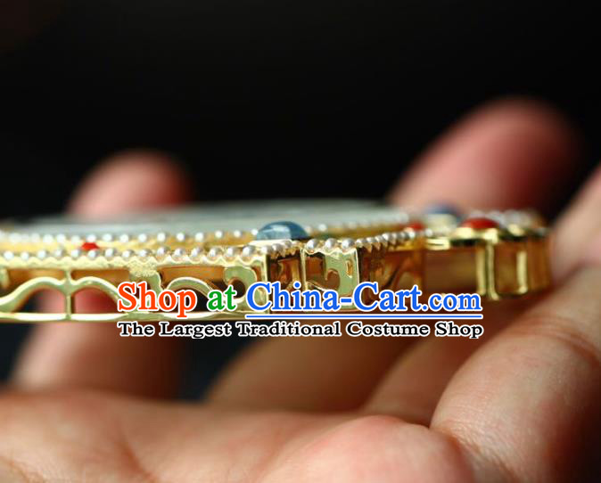 Chinese Classical Jade Carving Necklet Pendant Handmade Cloisonne Accessories National Necklace