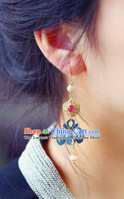Handmade China Pearls Eardrop Jewelry Traditional Cheongsam Accessories National Phoenix Earrings