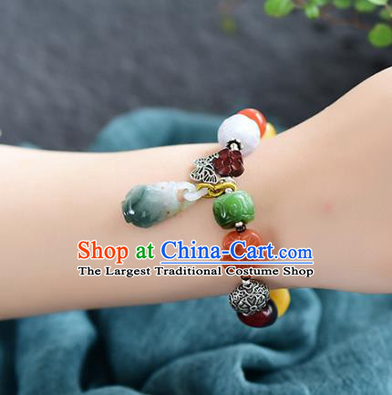 China National Gems Bangle Traditional Court Jewelry Accessories Handmade Jadeite Bracelet
