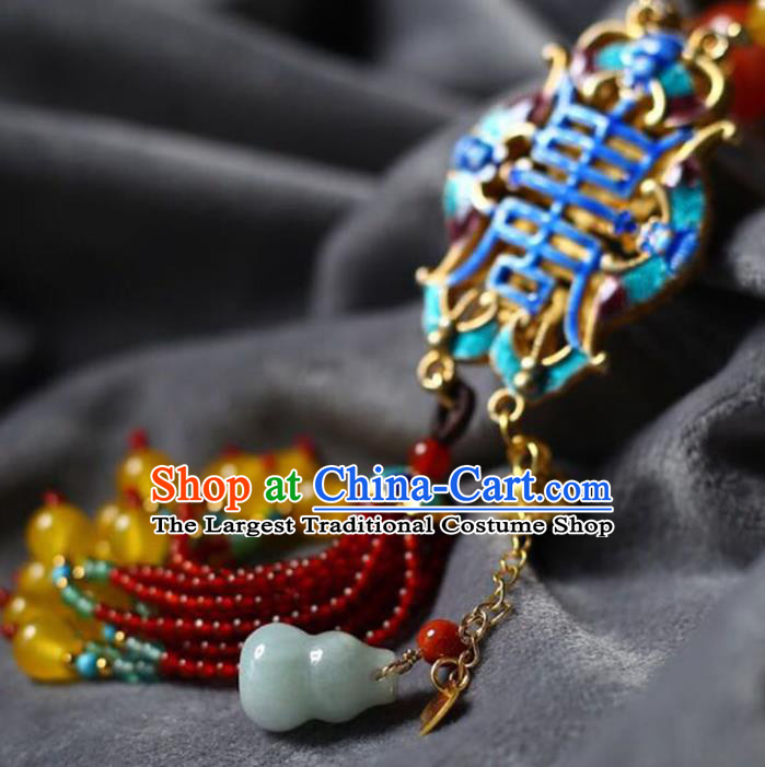 Chinese Classical Cloisonne Necklet Pendant Handmade Accessories National Beeswax Necklace