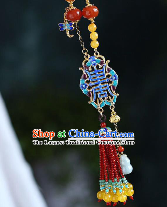 Chinese Classical Cloisonne Necklet Pendant Handmade Accessories National Beeswax Necklace