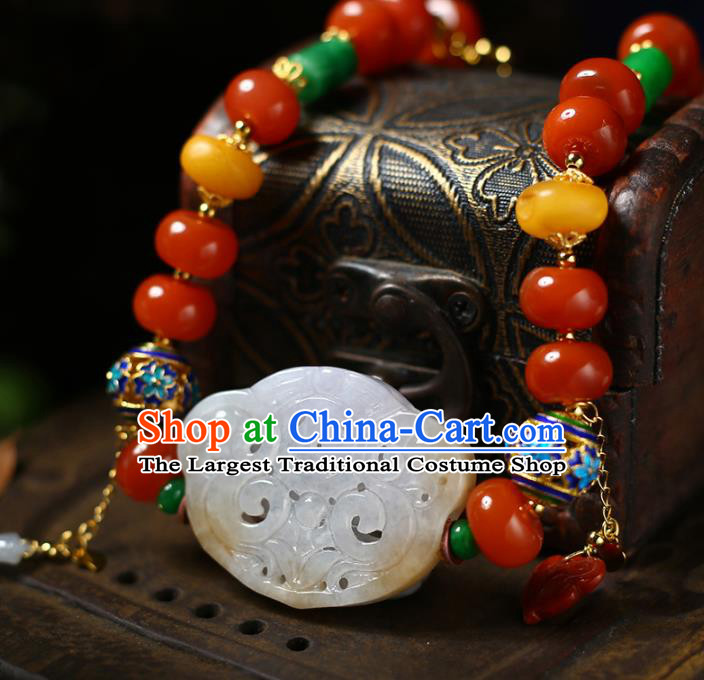 Chinese Handmade Agate Accessories National Cloisonne Necklet Classical Jade Necklace
