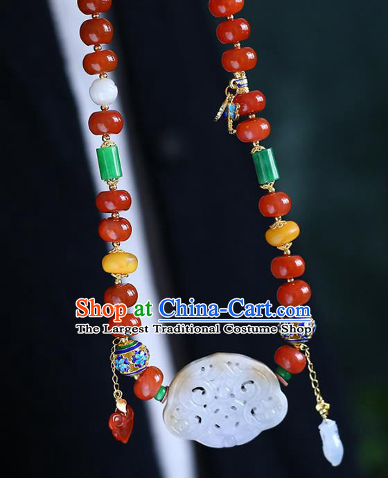 Chinese Handmade Agate Accessories National Cloisonne Necklet Classical Jade Necklace