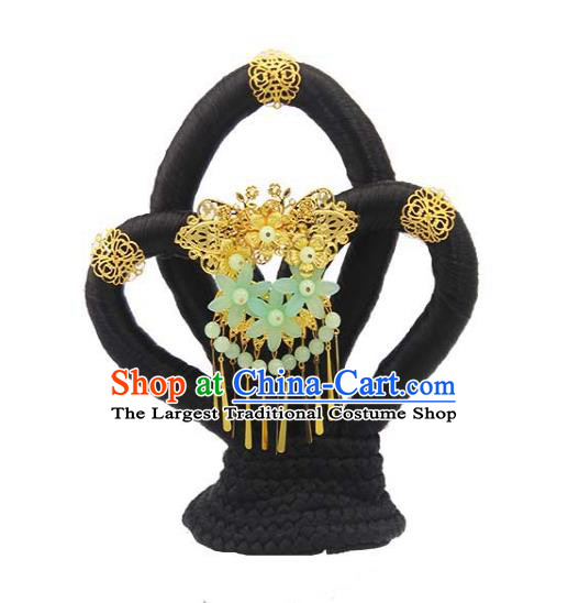 Chinese Ancient Court Lady Hair Chignon and Hair Accessories Traditional Tang Dynasty Imperial Consort Wigs