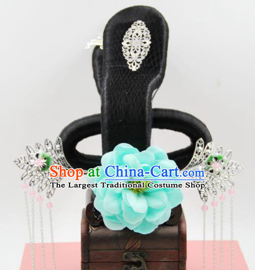 Chinese Classical Dance Hair Chignon and Hairpins Ancient Goddess Wigs Headwear