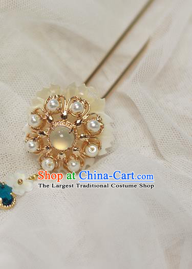 Chinese Ancient Princess Hair Accessories Traditional Hanfu Shell Flower Hairpin